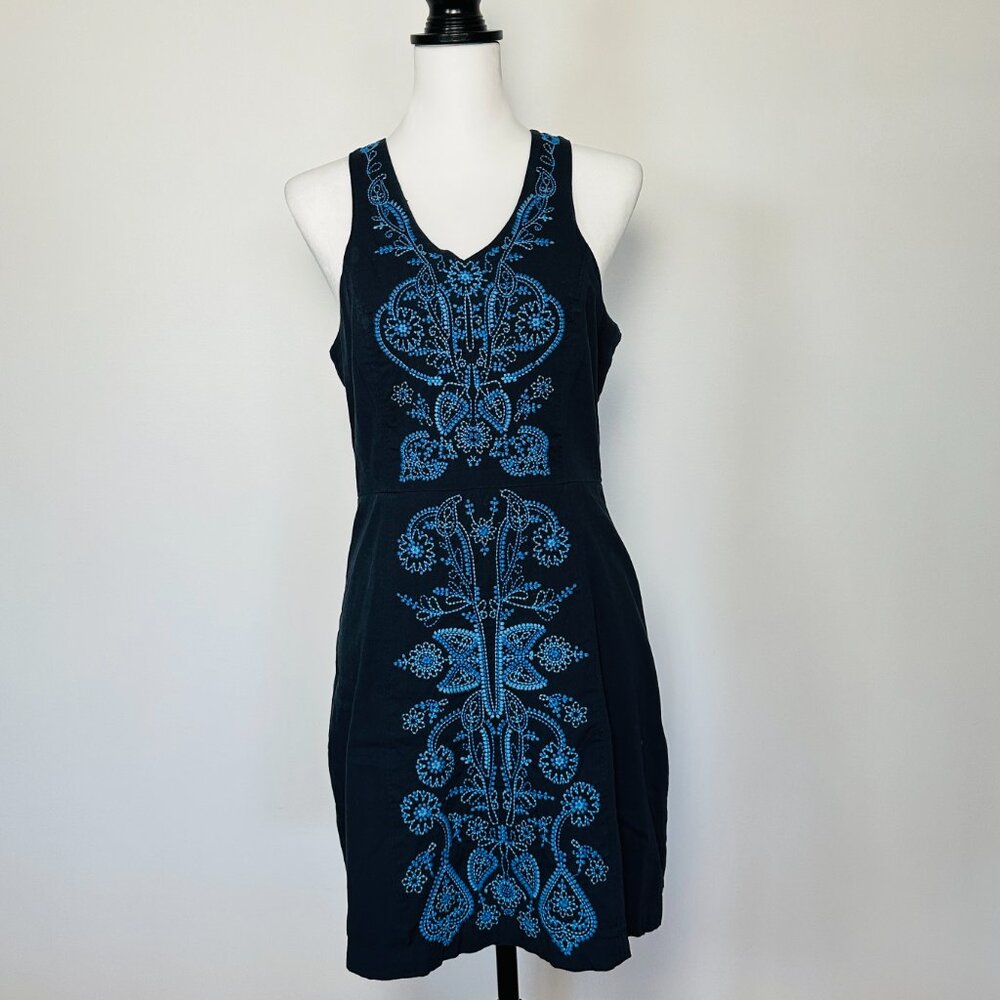 FREE PEOPLE navy embroidered dress size medium